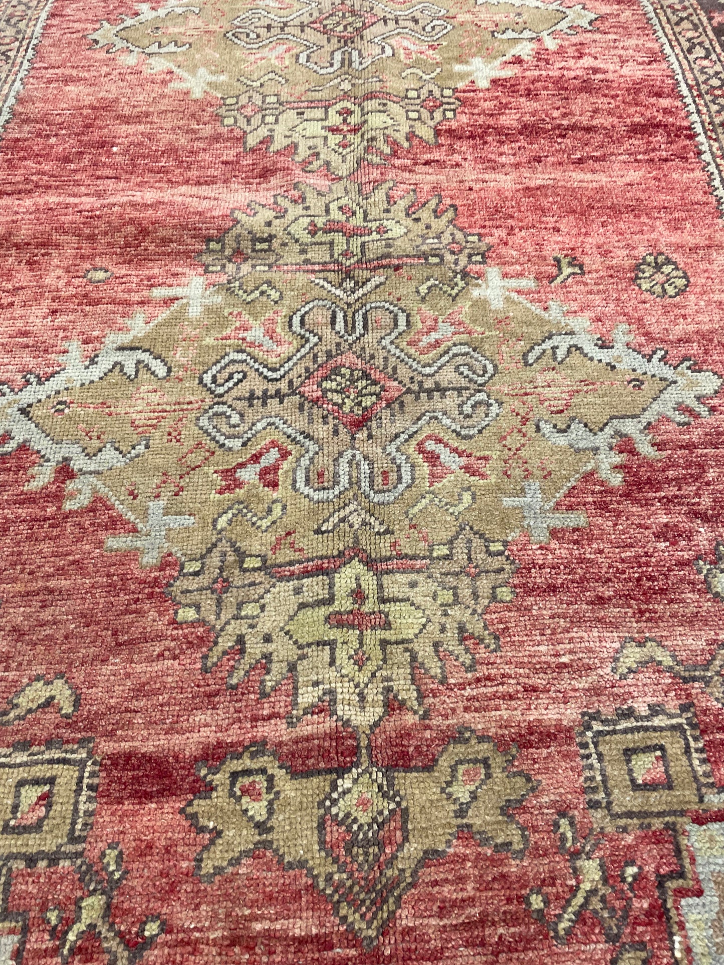 Hand-Knotted Wool Runner Turkish Oushak 5'2" x 10'4"