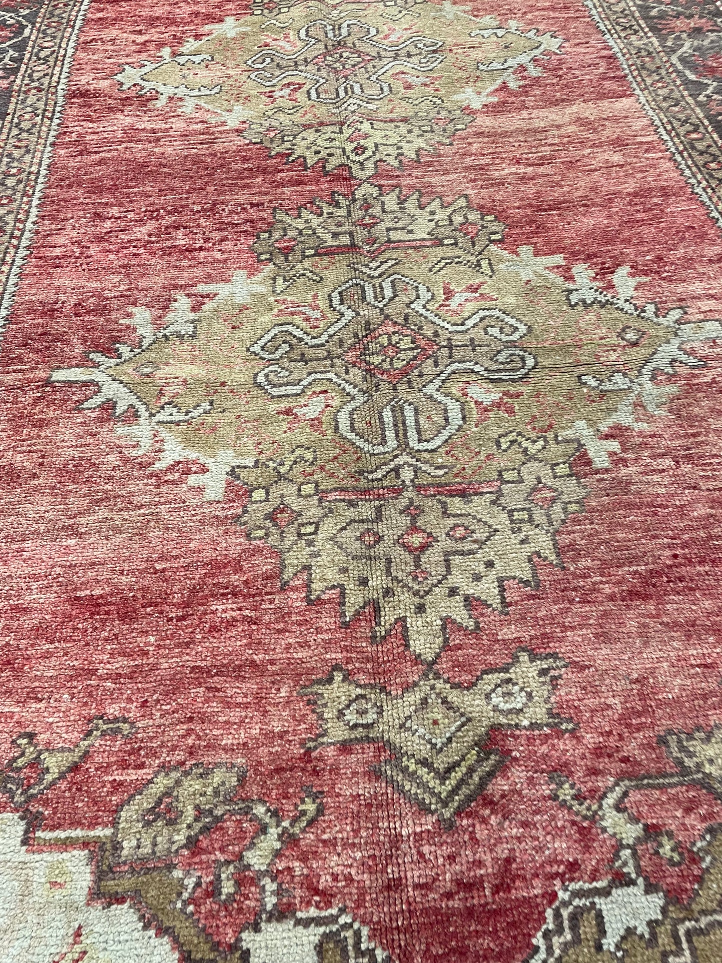 Hand-Knotted Wool Runner Turkish Oushak 5'2" x 10'4"