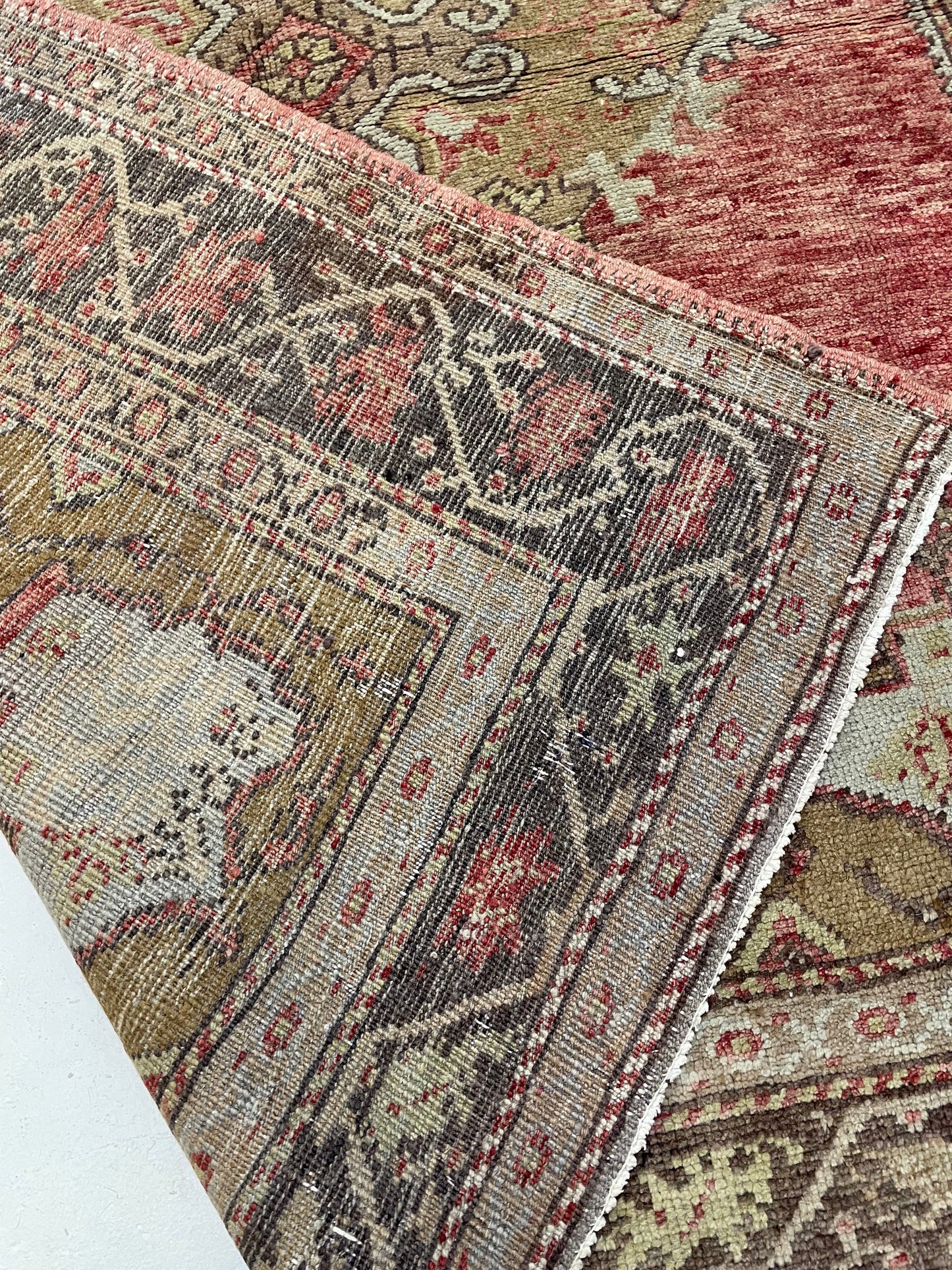 Hand-Knotted Wool Runner Turkish Oushak 5'2" x 10'4"