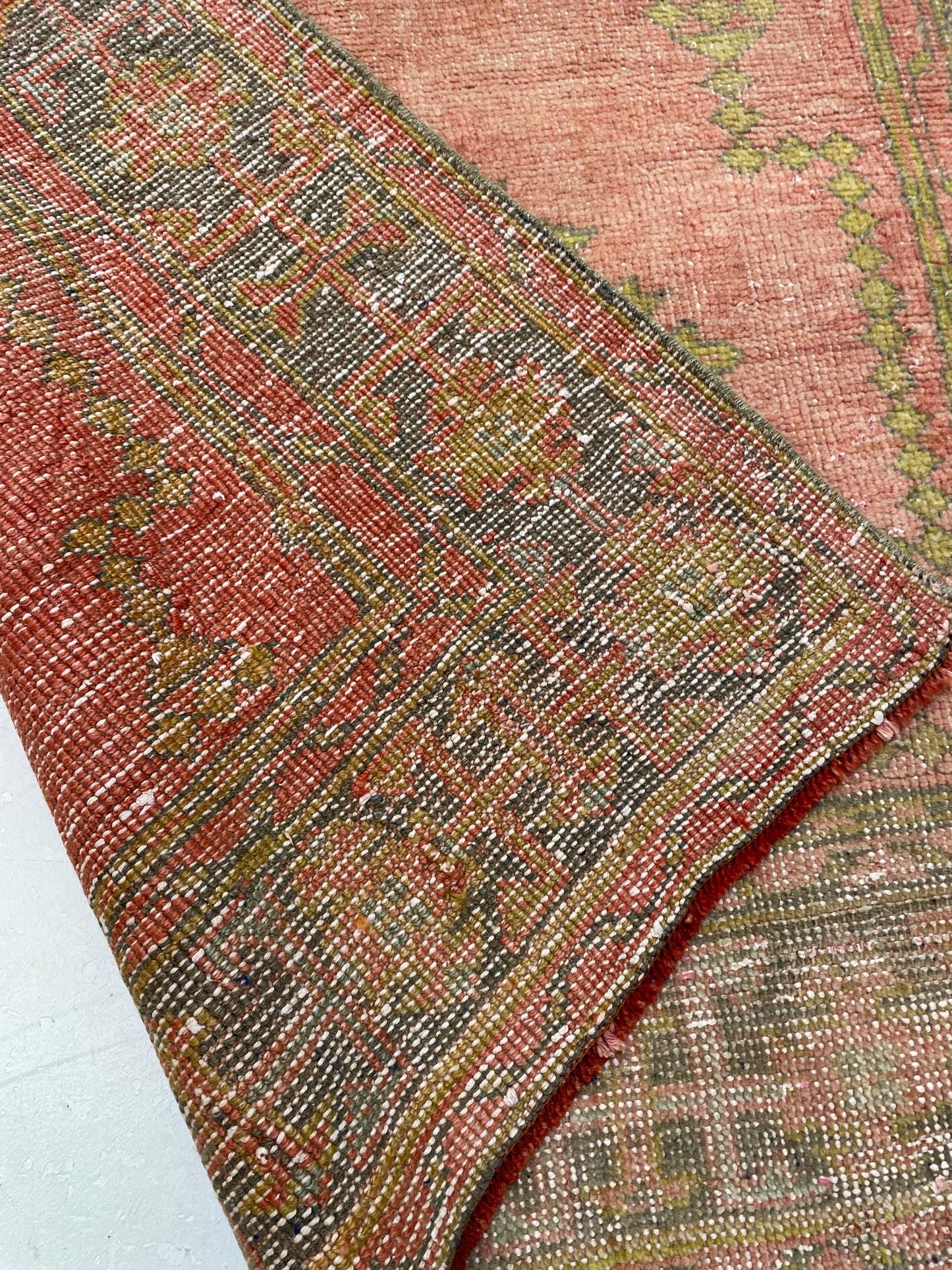 Hand-Knotted Wool Runner Turkish Oushak 4'2" x 10'3"