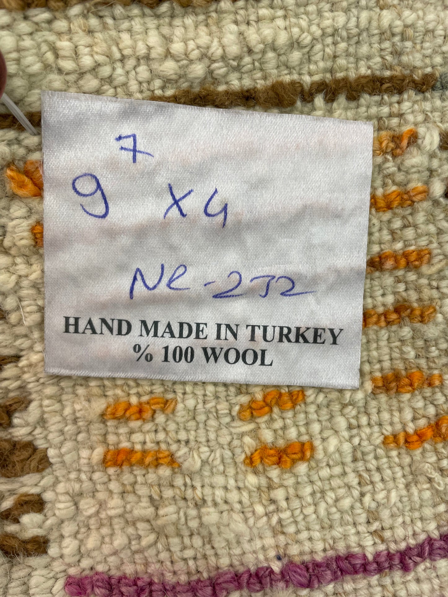 Hand-Knotted Wool Runner Turkish Oushak 4' x 9'7"