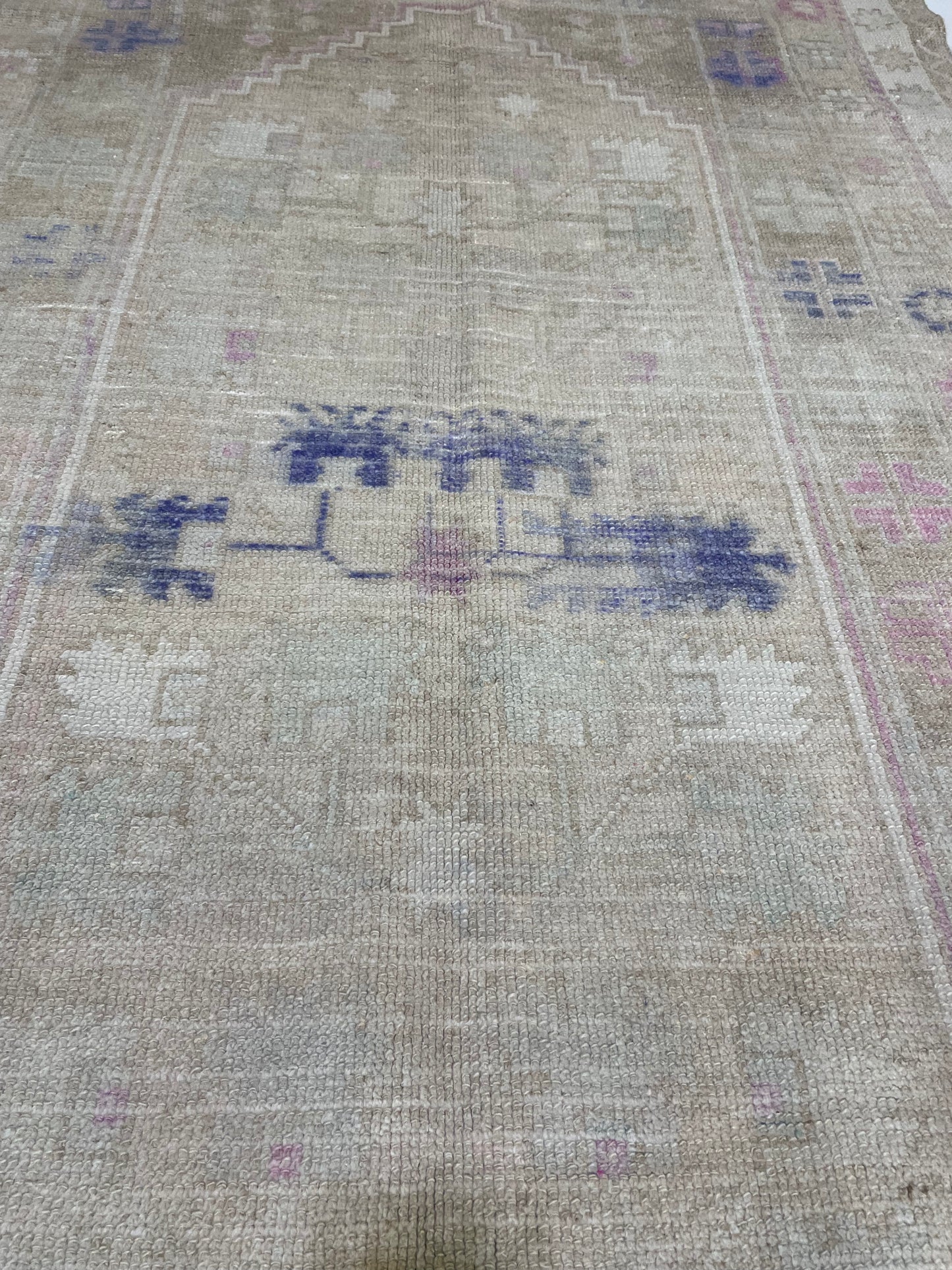 Hand-Knotted Wool Runner Turkish Oushak 4' x 8'3"