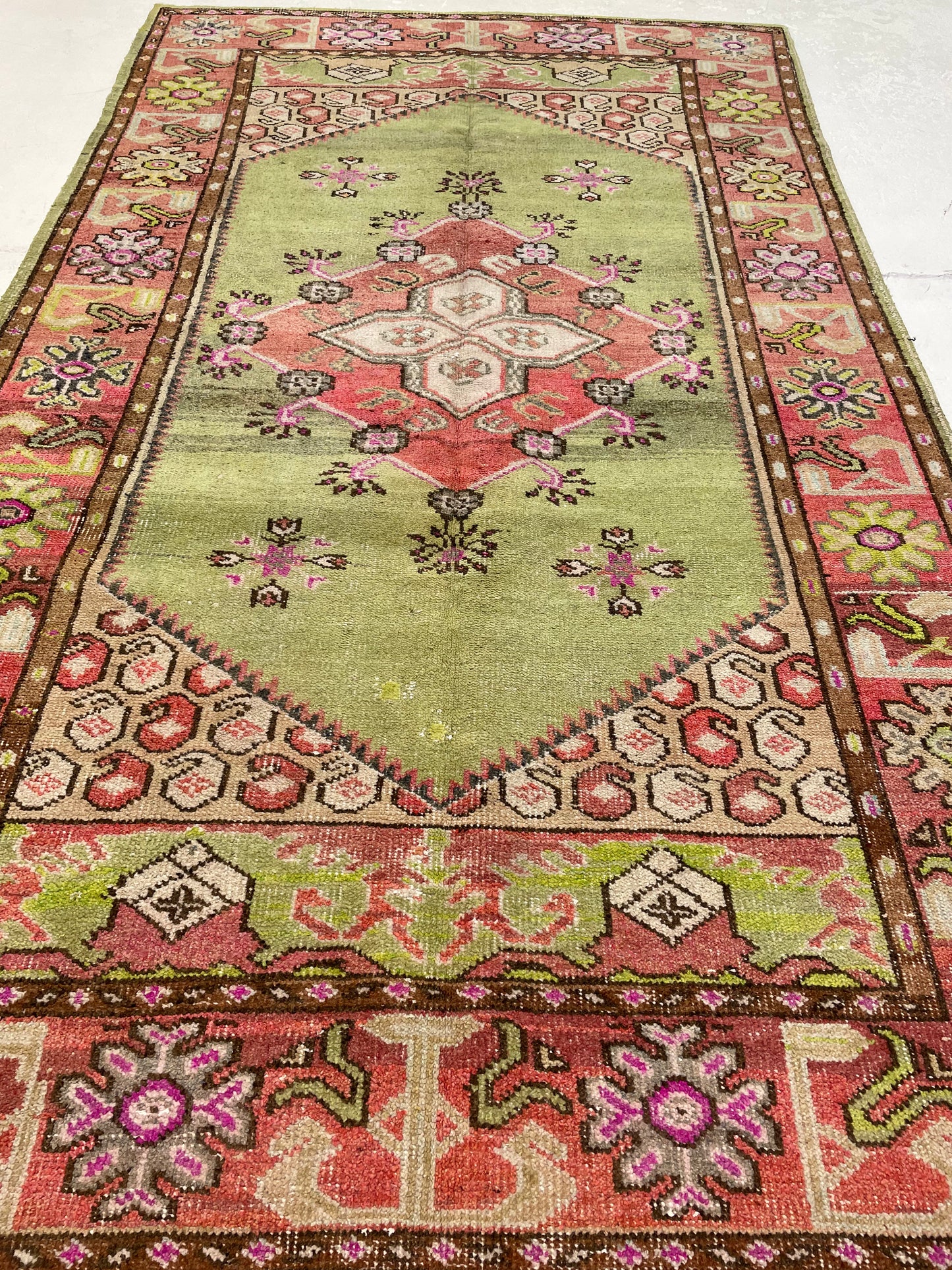 Hand-Knotted Wool Runner Turkish Oushak 5'5" x 9'1"