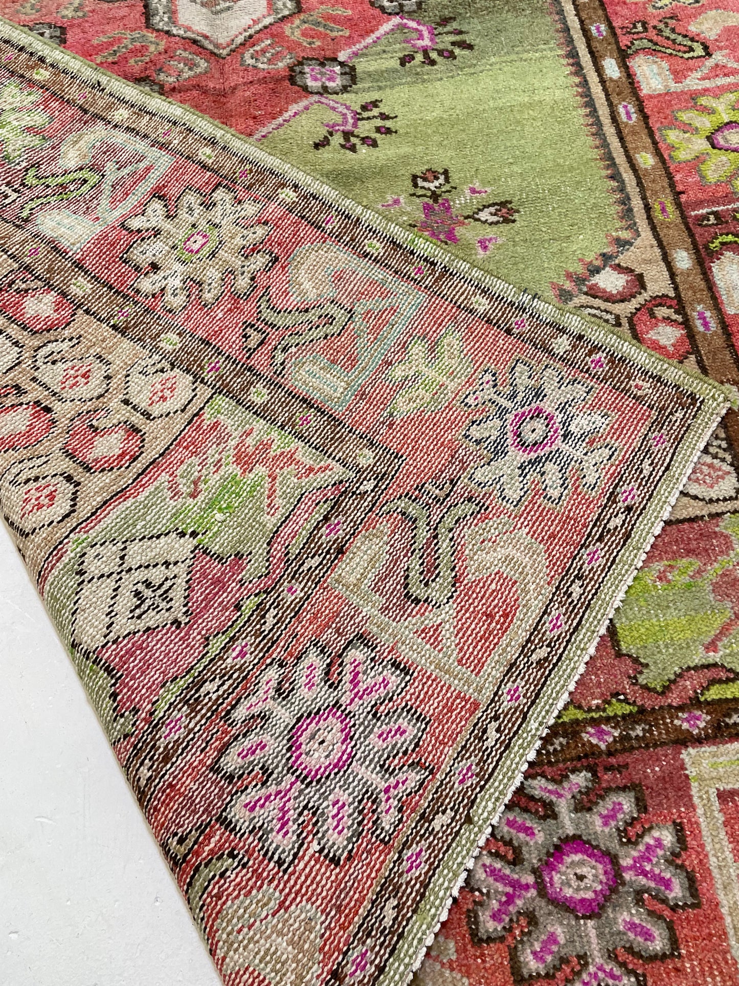 Hand-Knotted Wool Runner Turkish Oushak 5'5" x 9'1"