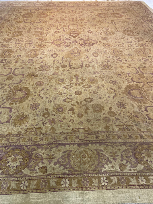 Antique Hand-Knotted Wool Rug Indian Amritsar/Agra 12'8" x 15'