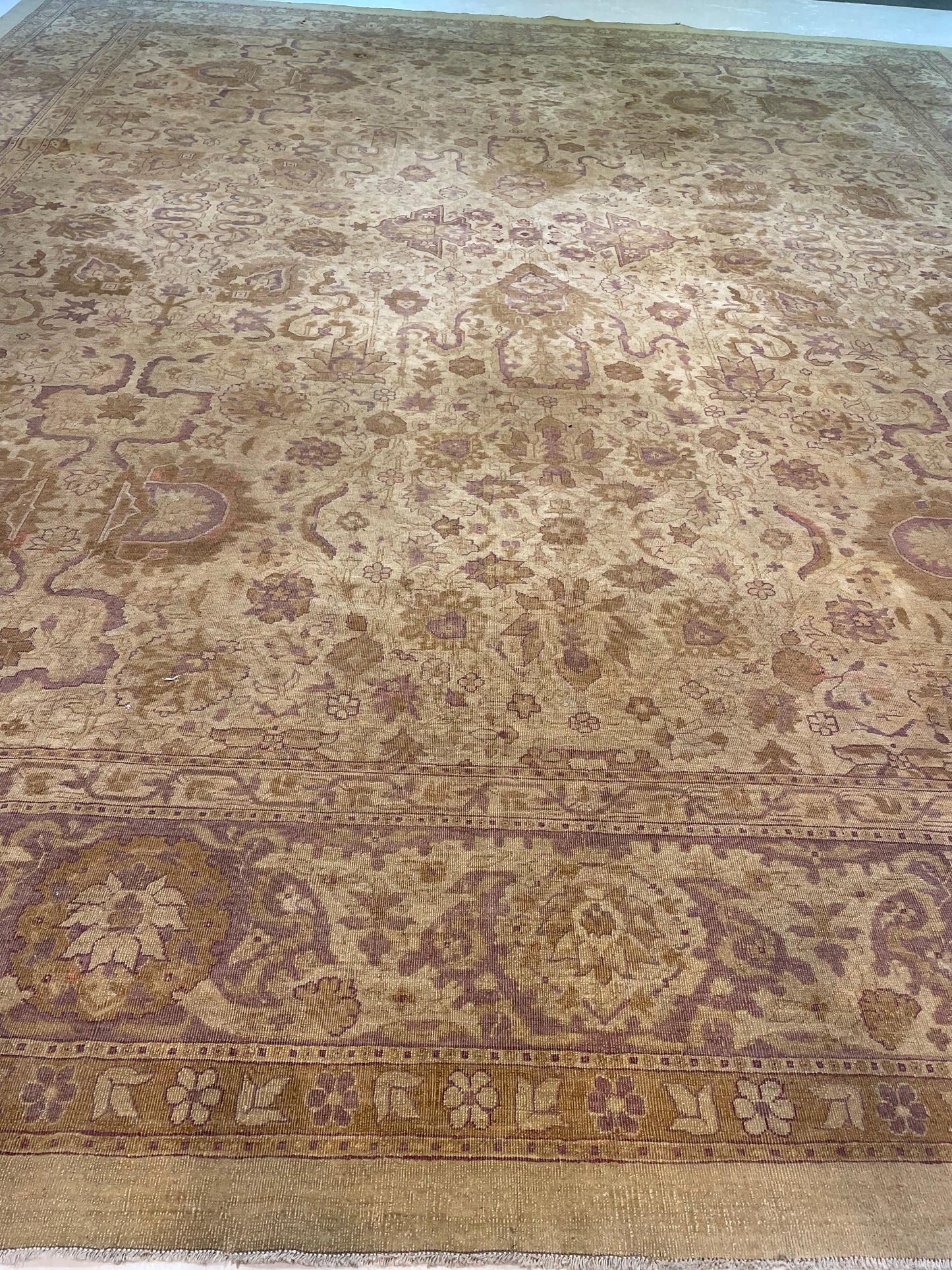 Antique Hand-Knotted Wool Rug Indian Amritsar/Agra 12'8" x 15'