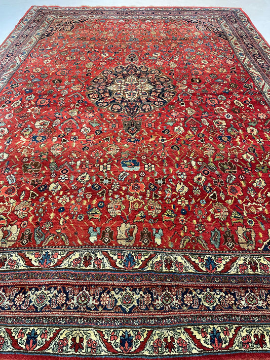 Antique Hand-Knotted Wool Rug Bijar 8'8" x 12'8"