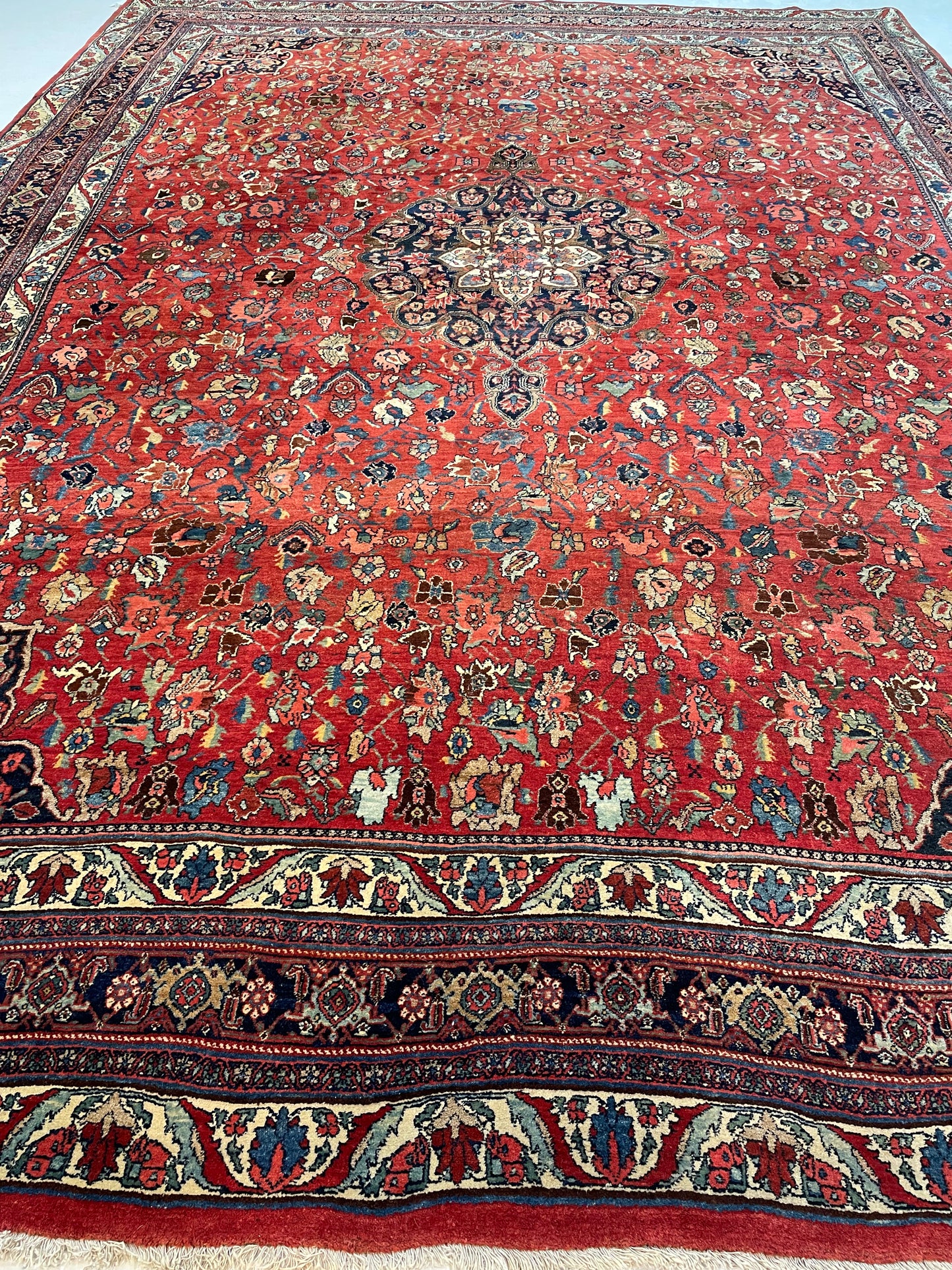 Antique Hand-Knotted Wool Rug Bijar 8'8" x 12'8"