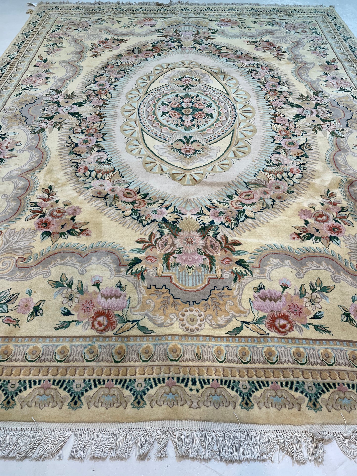 Hand-Knotted Wool Rug Pakistani Aubusson 8'2" x 10'5"