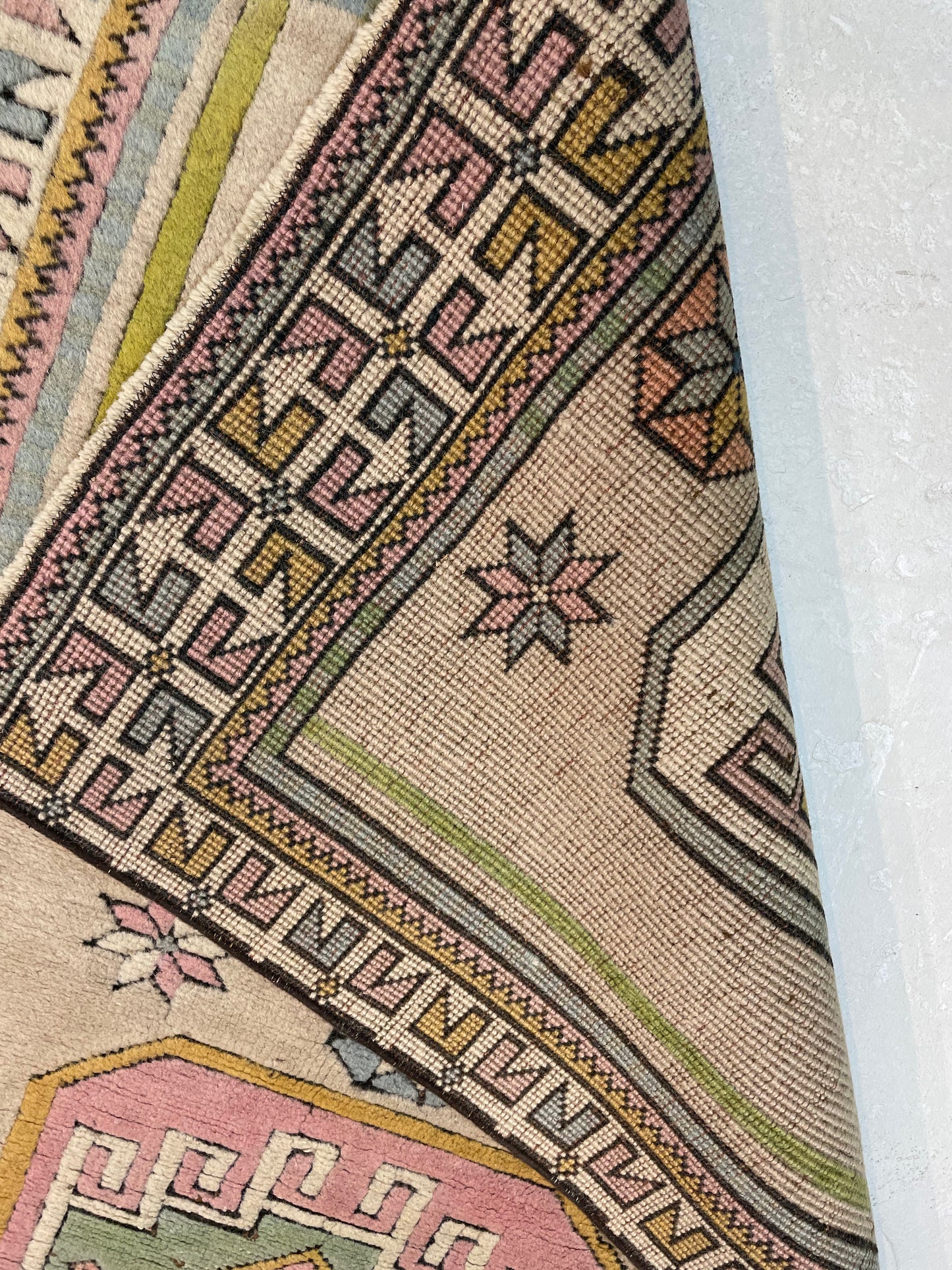 Hand-Knotted Wool Runner Turkish Oushak 2'9" x 7'7"