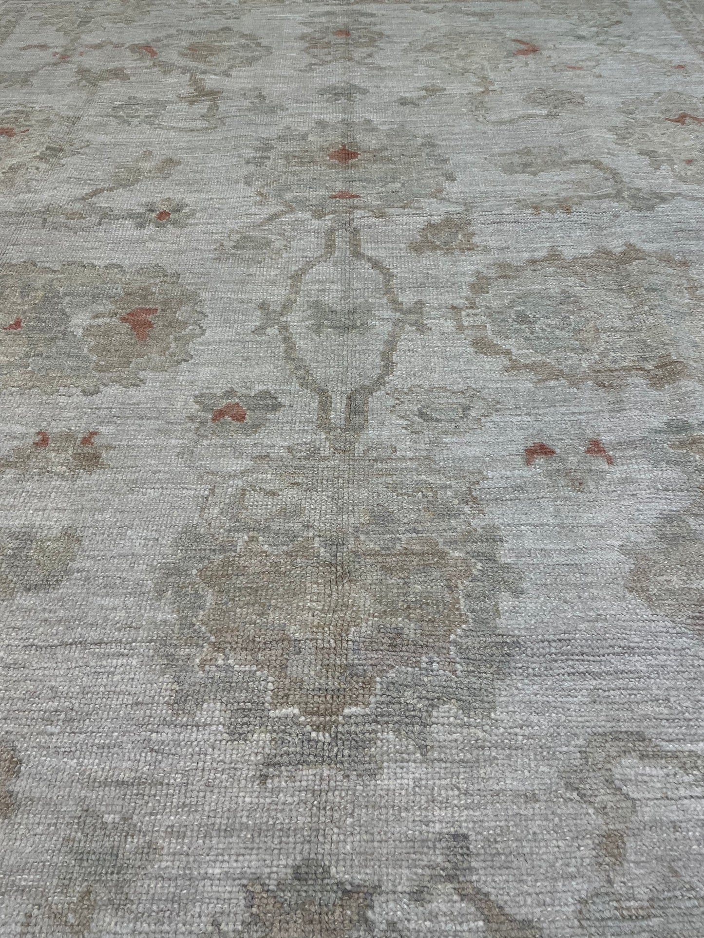 Hand-Knotted Wool Rug Turkish Oushak 9'1" x 12'4"
