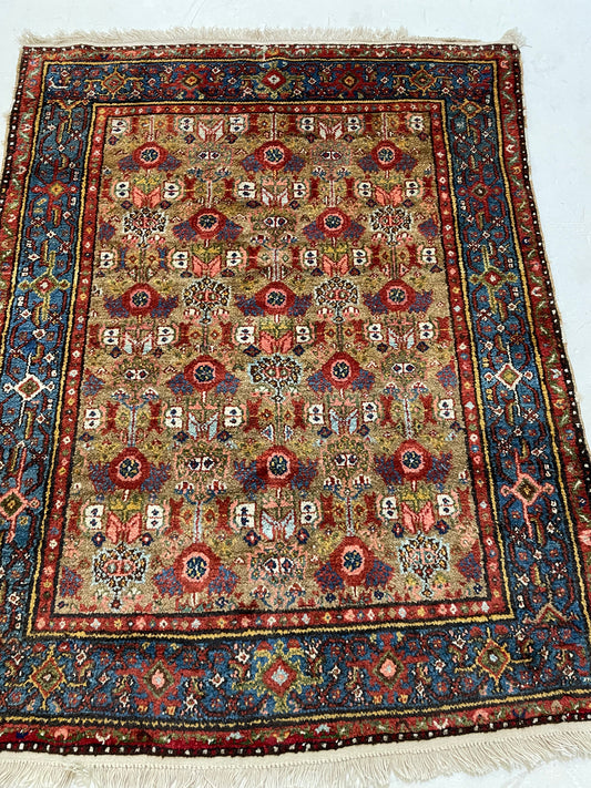 Antique Hand-Knotted Wool Rug Malayer 3'5" x 4'3"