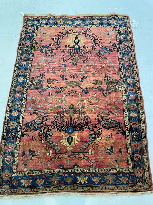 Antique Hand-Knotted Wool Rug Farahan 2'3" x 5'