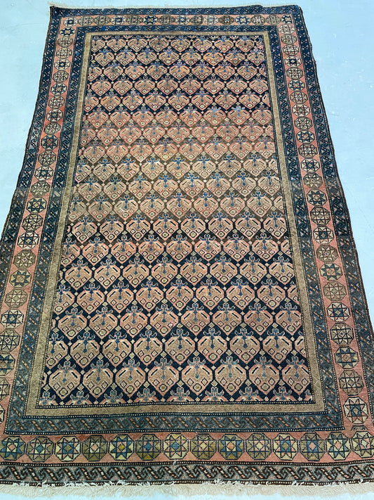 Antique Hand-Knotted Wool Rug Malayer 4' x 6'5"