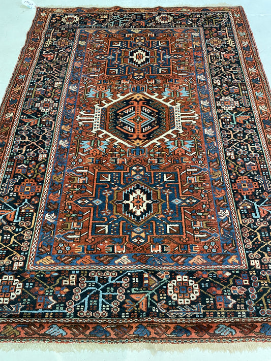 Hand-Knotted Wool Rug Heriz Karajeh 3'5" x 5'