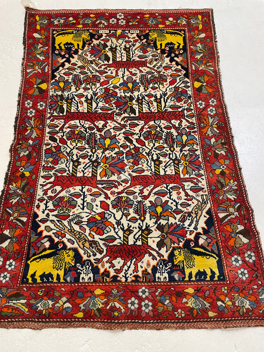 Hand-Knotted Wool Rug Mishan Malayer 3'1" x 4'5"