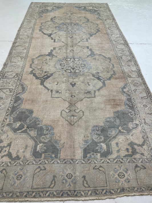 Hand-Knotted Wool Gallery Size Turkish Oushak 5'3" x 11'5"