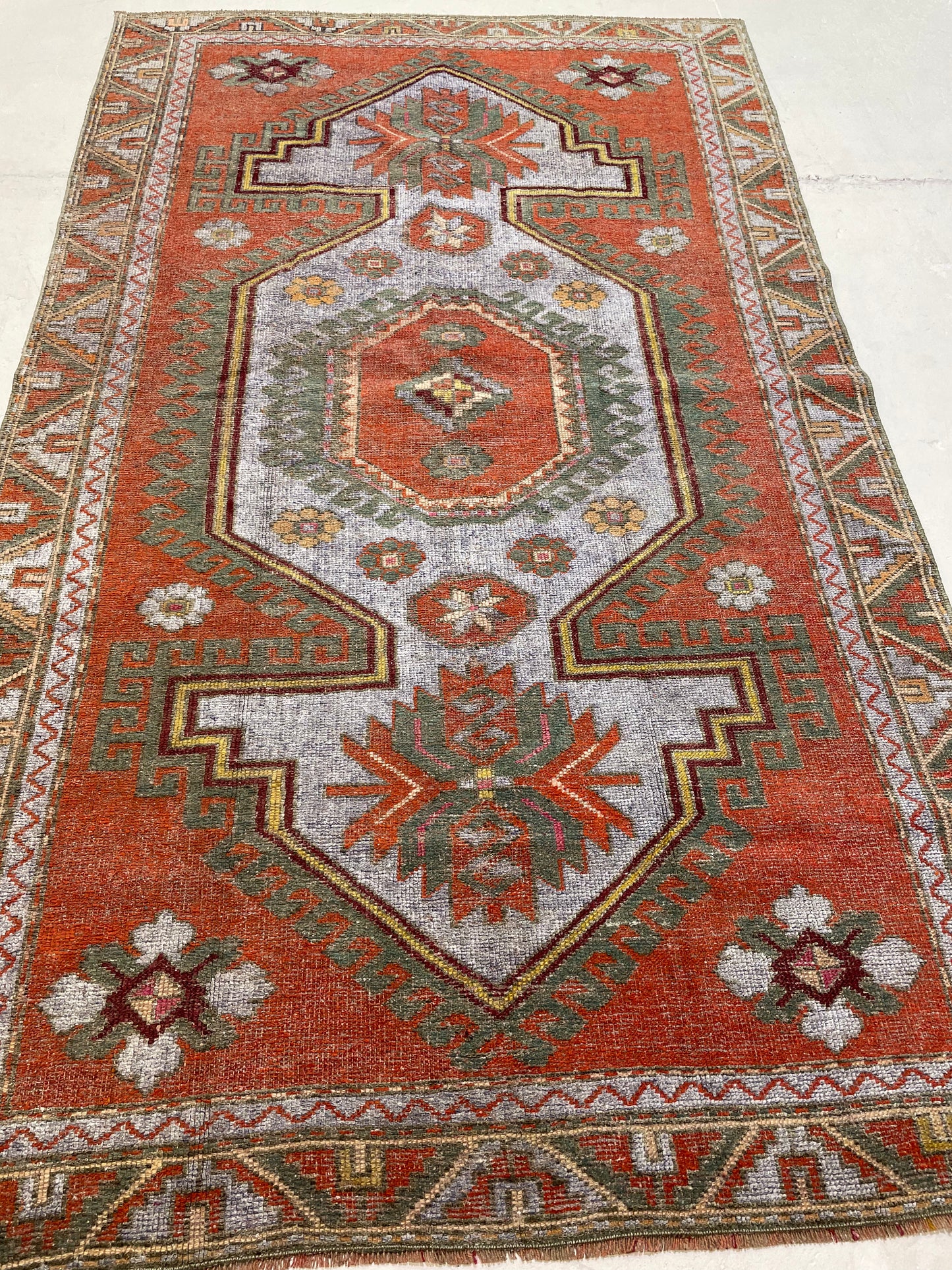 Hand-Knotted Wool Rug Turkish Oushak 4'4" x 7'6"