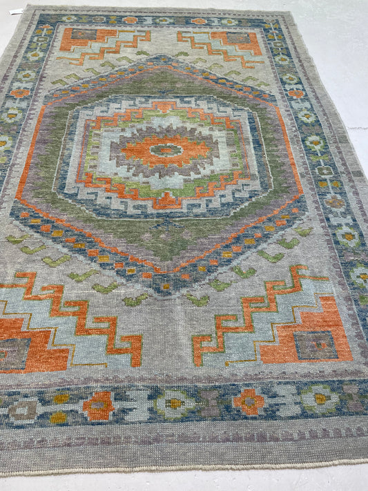 Hand-Knotted Wool Rug Turkish Oushak 5'11" x 8'11"