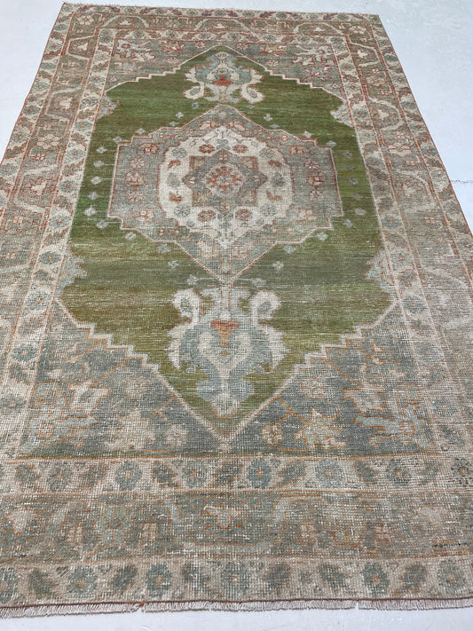 Hand-Knotted Wool Rug Turkish Oushak 5'3" x 8'5"
