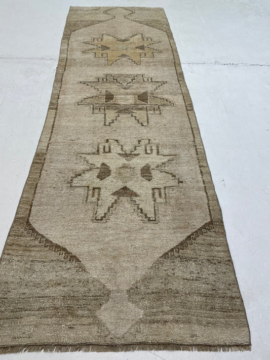 Hand-Knotted Wool Runner Turkish Oushak 2'8" x 8'6"