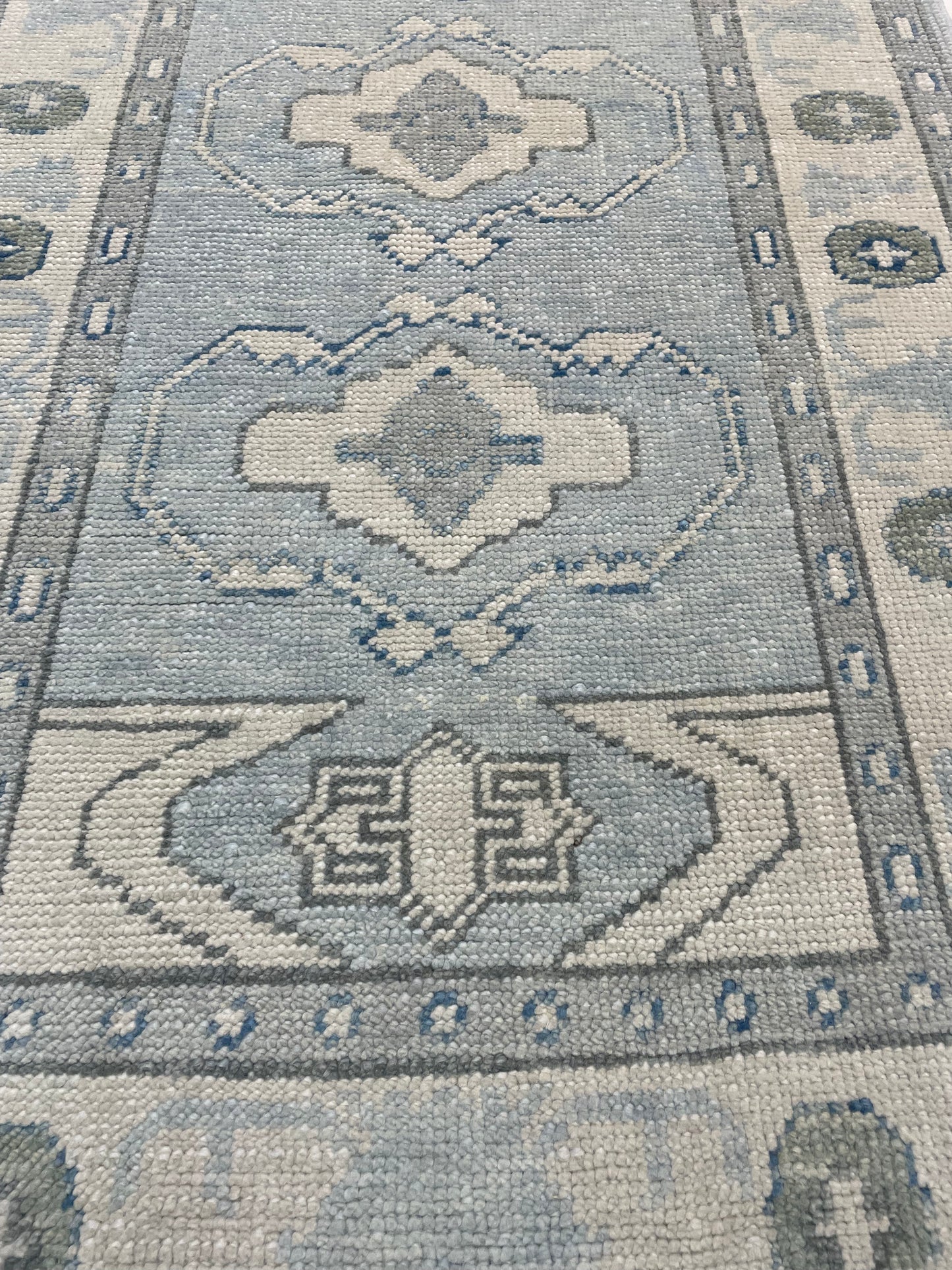 Hand-Knotted Wool Runner Turkish Oushak 3' x 12'3"