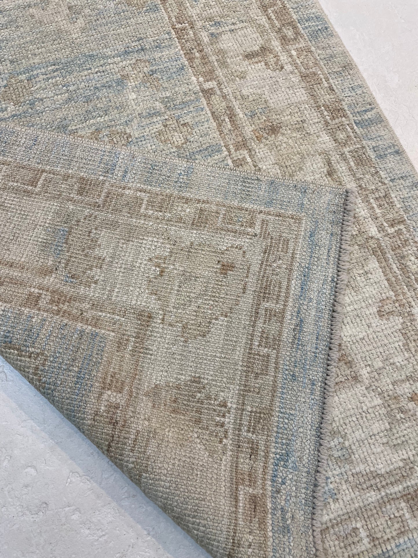 Hand-Knotted Wool Runner Turkish Oushak 3' x 12'