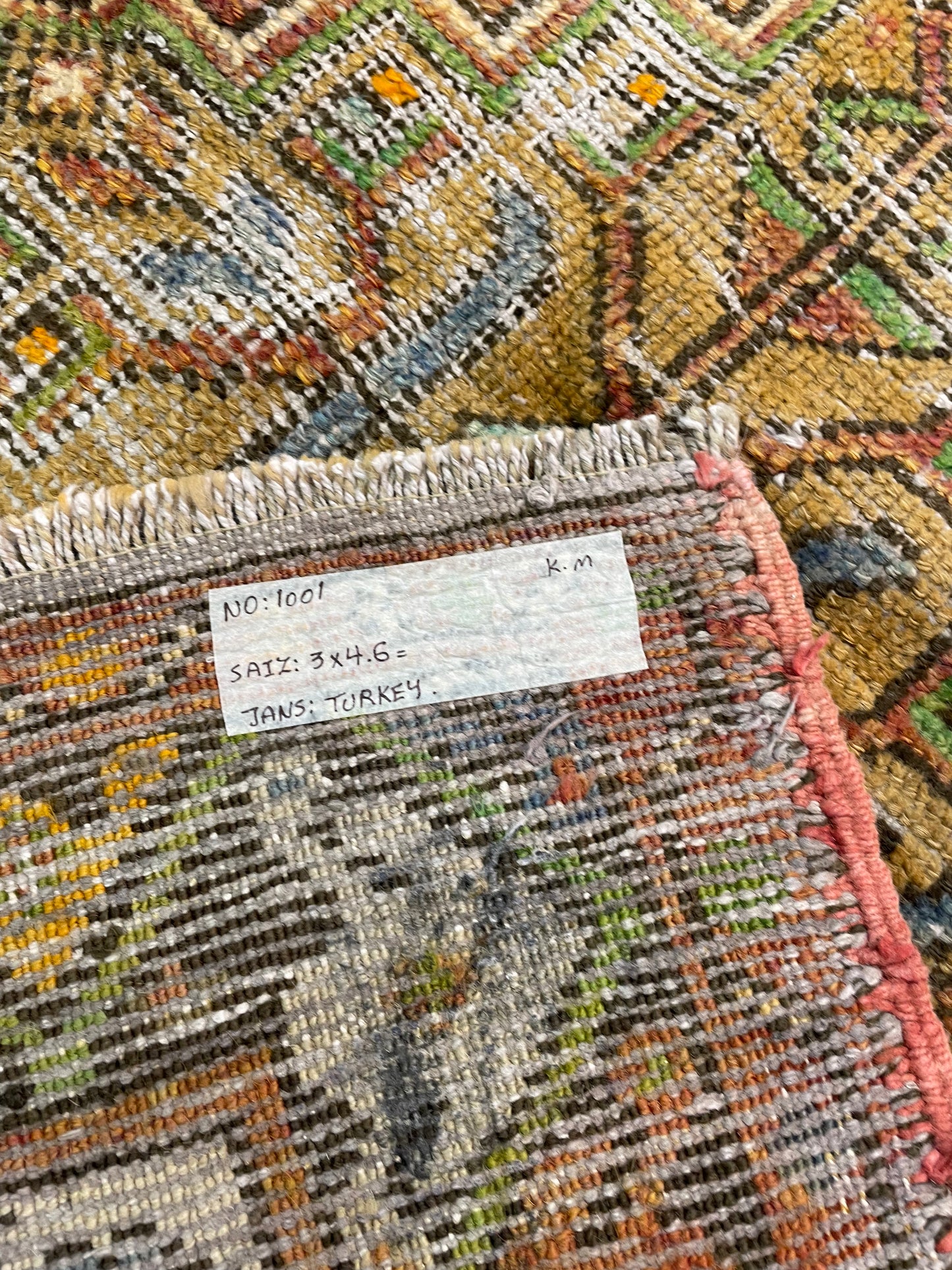 Hand-Knotted Wool Rug Turkish Oushak 3' x 4'6"