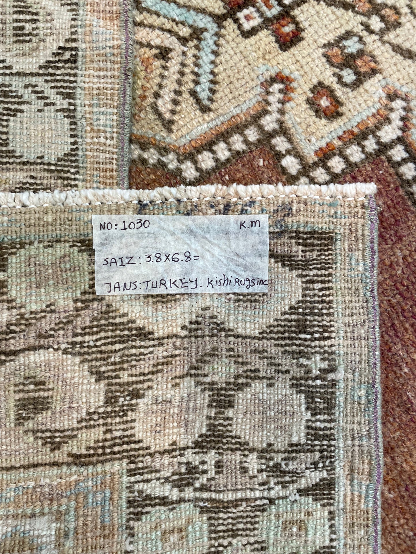 Hand-Knotted Wool Rug Turkish Oushak 3'8" x 6'8"