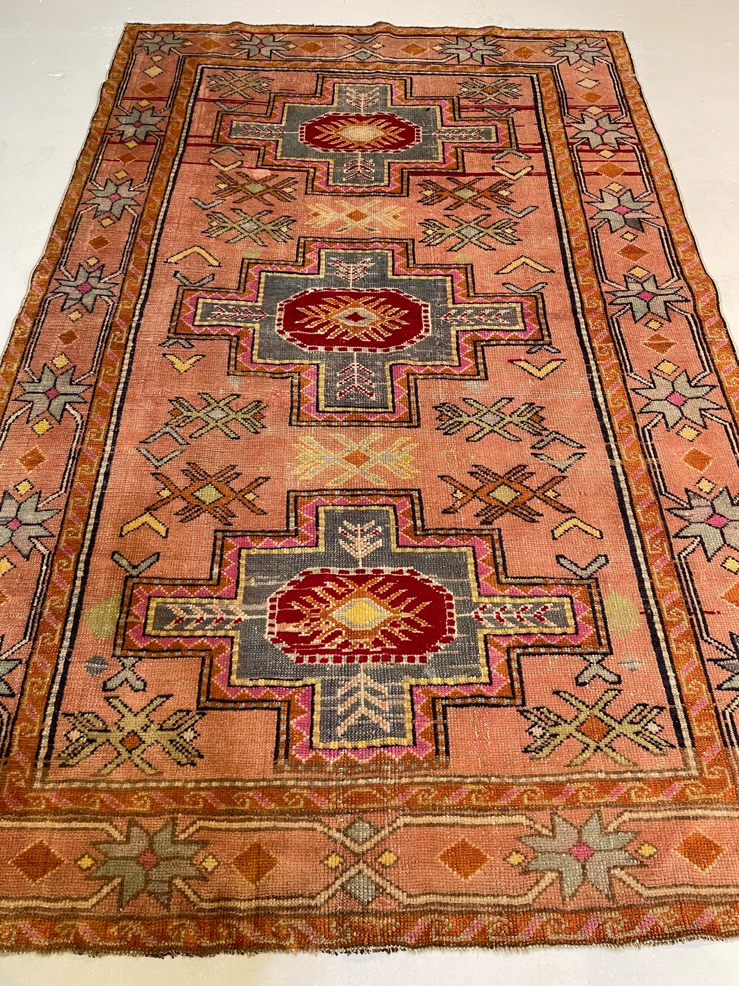 Hand-Knotted Wool Rug Turkish Oushak 4'2" x 6'7"