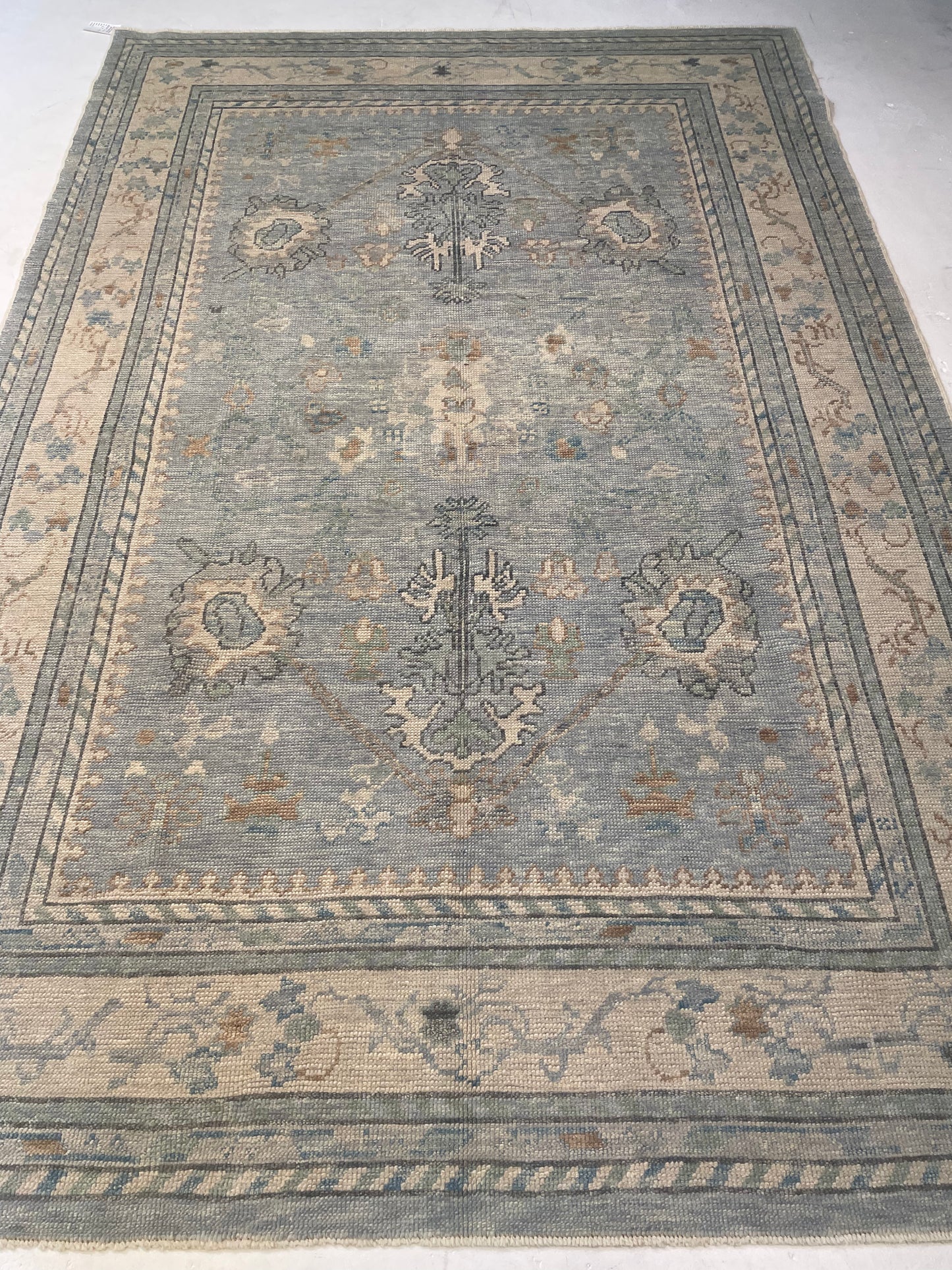 Hand-Knotted Wool Rug Turkish Oushak 6'7" x 9'10"