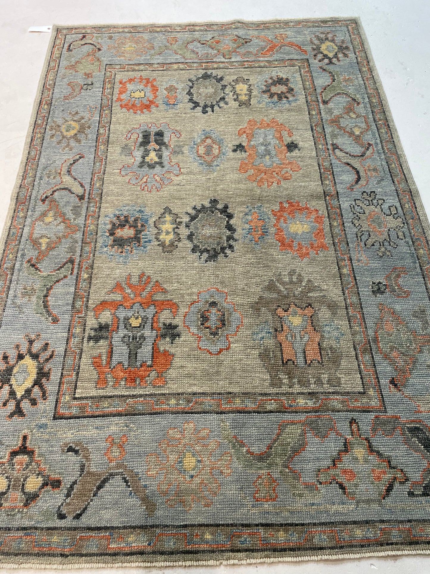 Hand-Knotted Wool Rug Turkish Oushak 5'1" x 7'6"