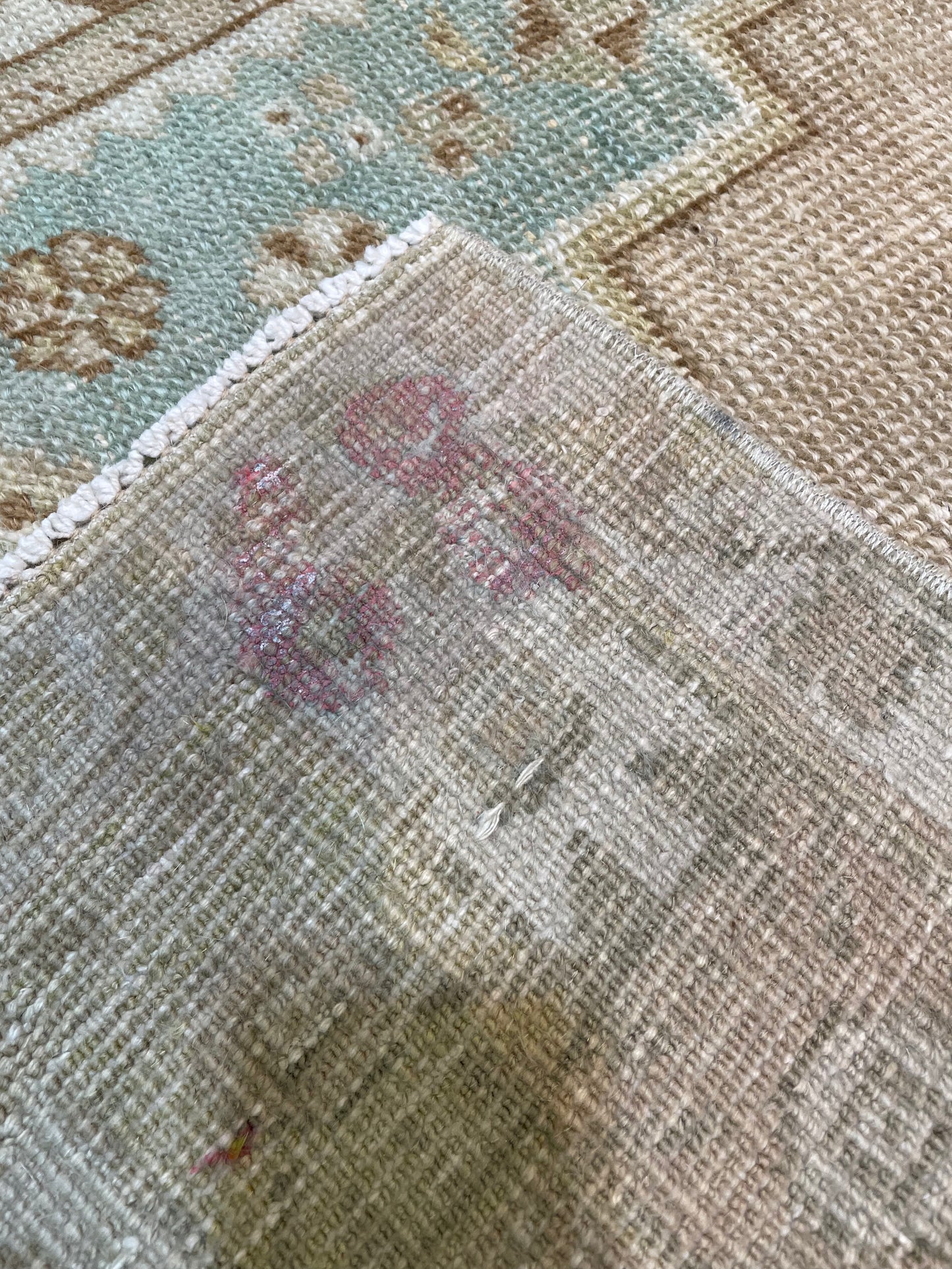 Hand-Knotted Wool Rug Turkish Oushak 2'10" x 6'