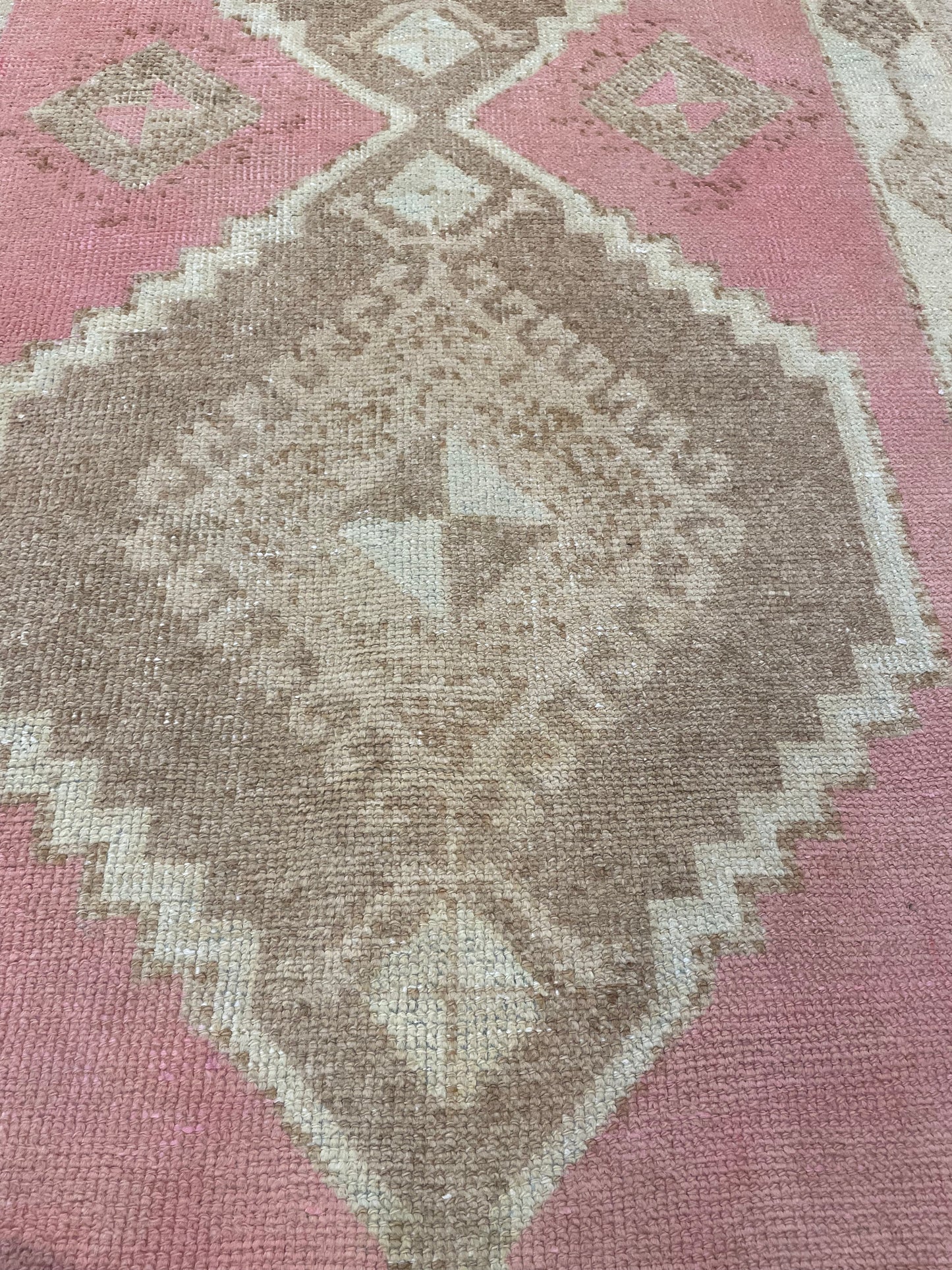 Hand-Knotted Wool Runner Turkish Oushak 3'8" x 10'11"