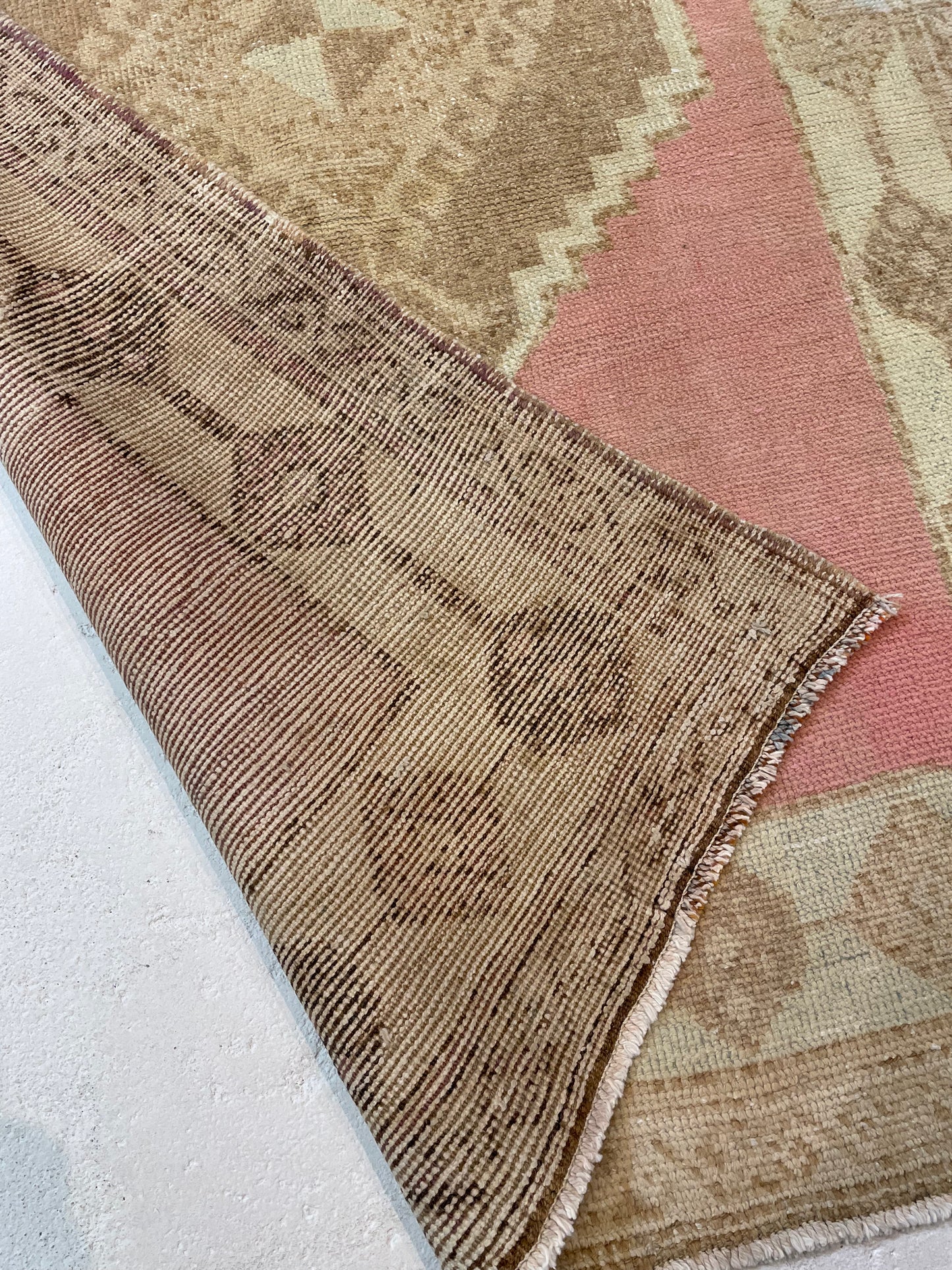 Hand-Knotted Wool Runner Turkish Oushak 3'8" x 10'11"