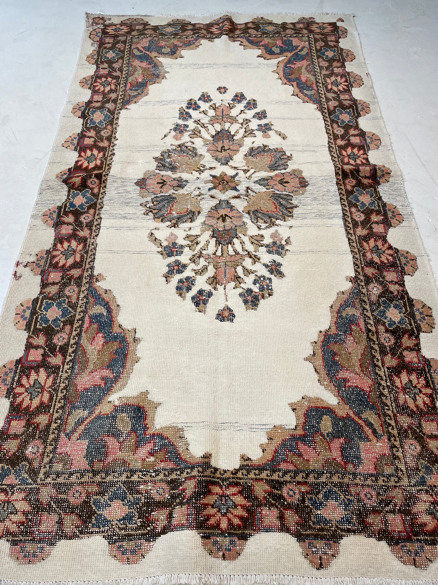Hand-Knotted Wool Runner Turkish Oushak 4' x 7'4"