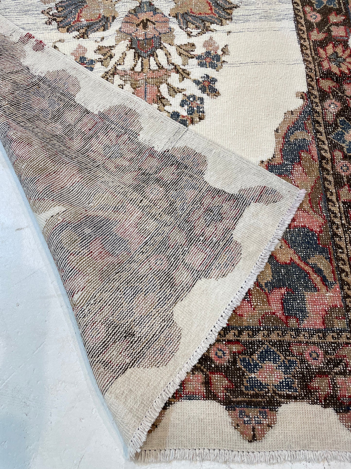 Hand-Knotted Wool Runner Turkish Oushak 4' x 7'4"