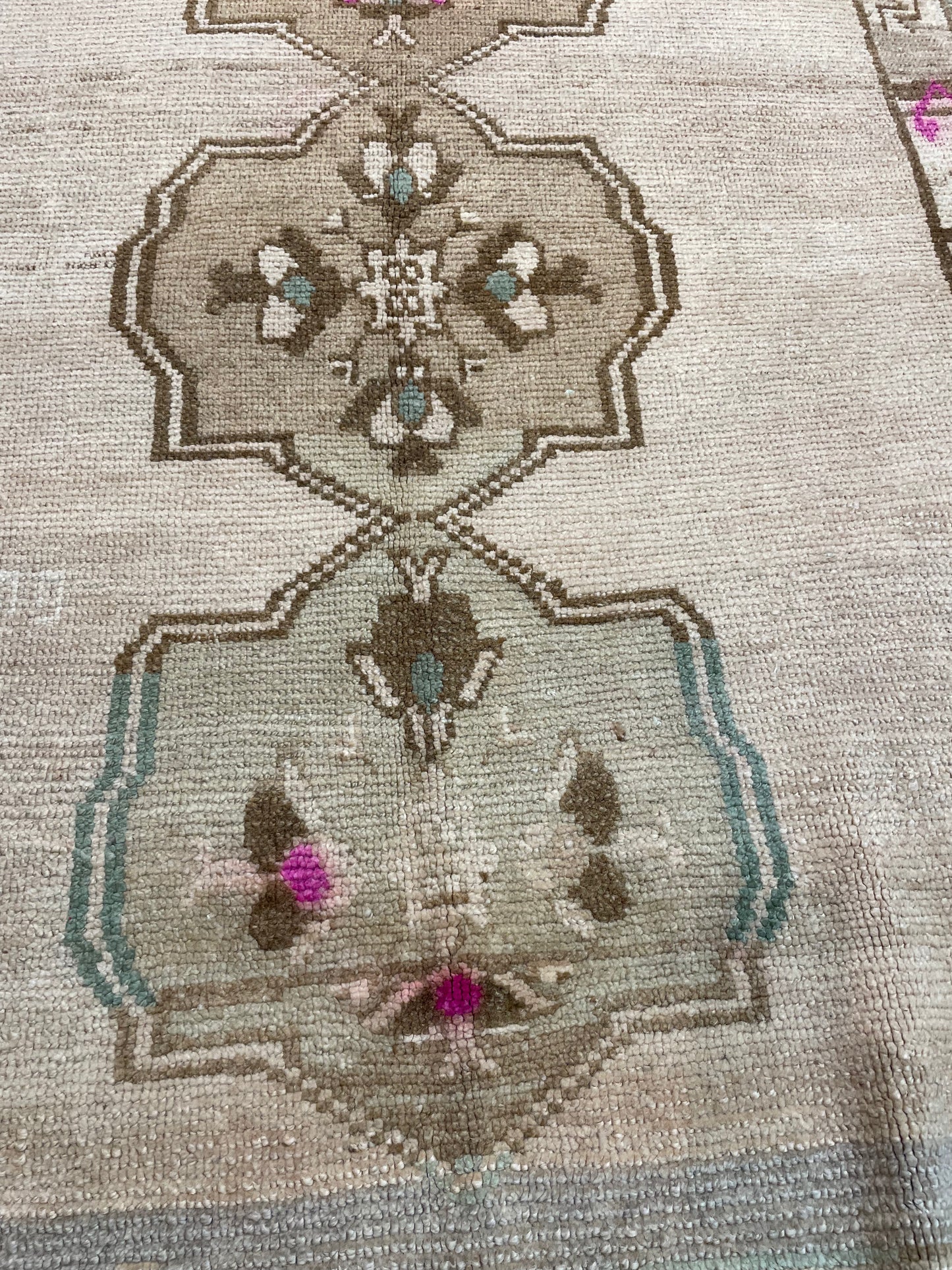 Hand-Knotted Wool Runner Turkish Oushak 3'7" x 10'6"