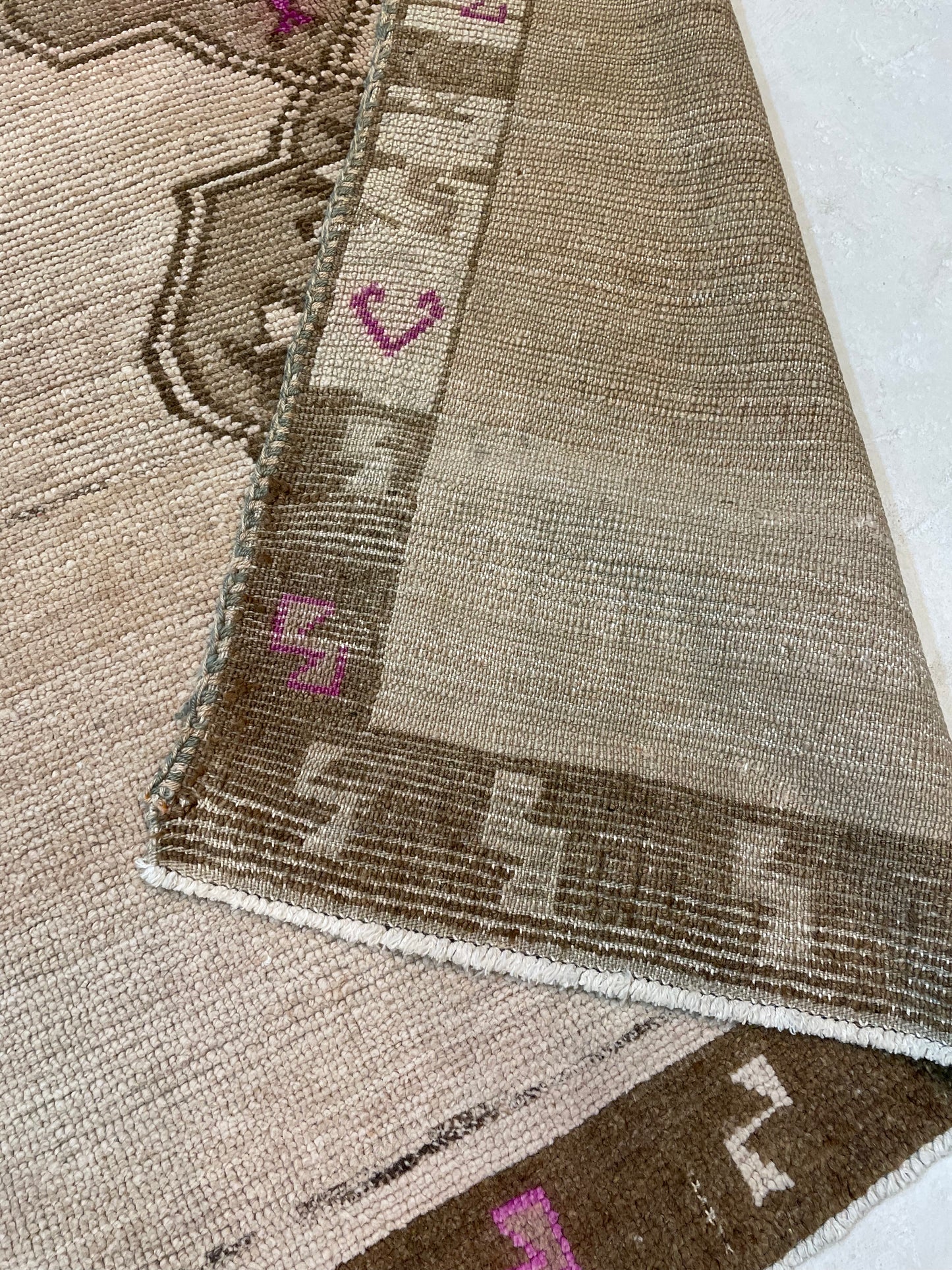 Hand-Knotted Wool Runner Turkish Oushak 3'7" x 10'6"