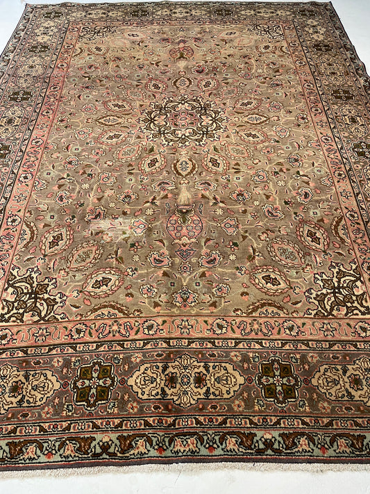 Hand-Knotted Wool Rug Tabriz 7'4" x 9'11"