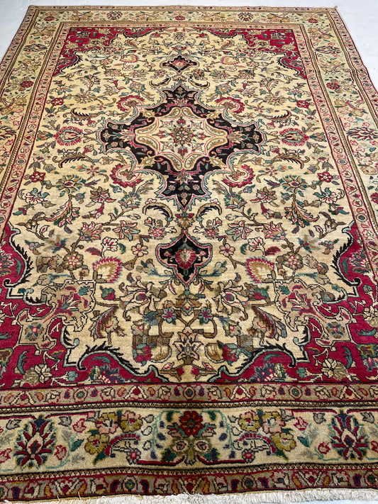 Hand-Knotted Wool Rug Tabriz 6'10" x 9'2"