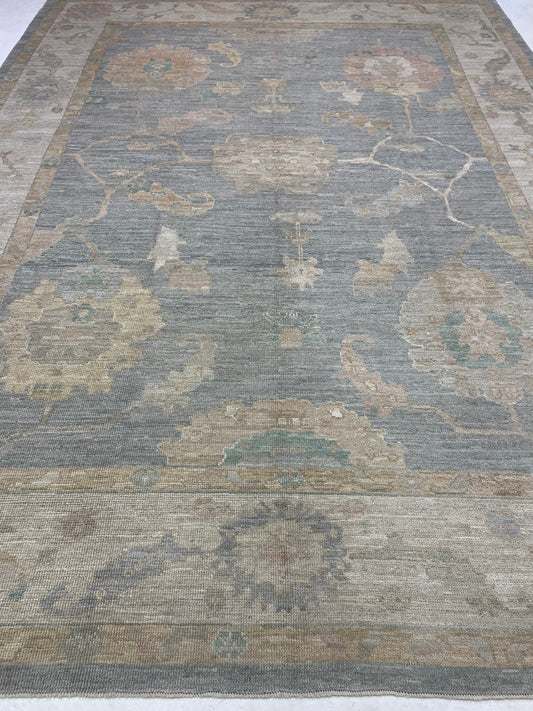 Hand-Knotted Wool Rug Turkish Oushak 9'3" x 12'5"