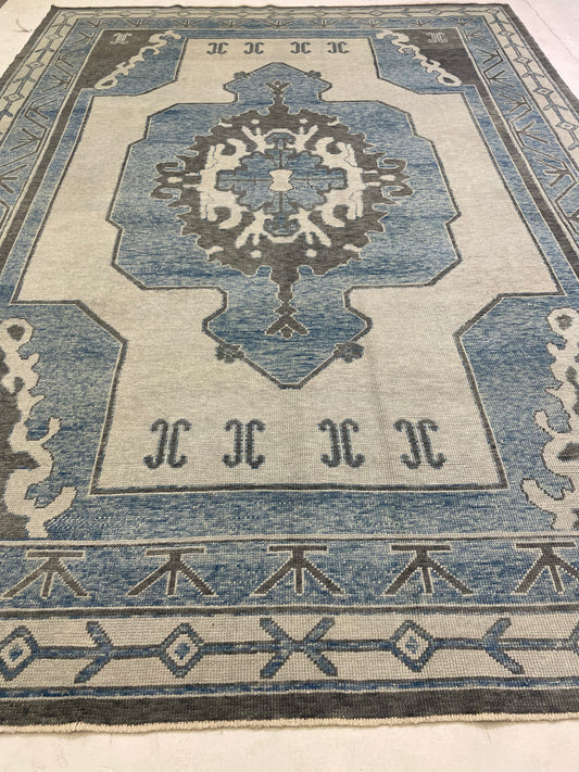Hand-Knotted Wool Rug Turkish Oushak 9'2" x 12'6"