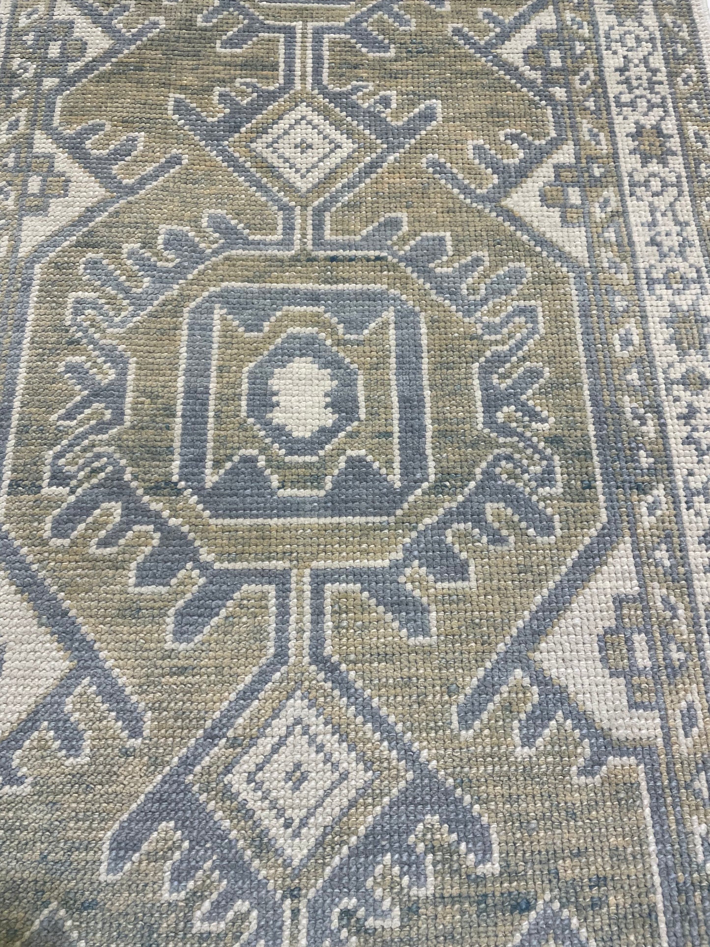 Hand-Knotted Wool Runner Turkish Oushak 2'11" x 8'
