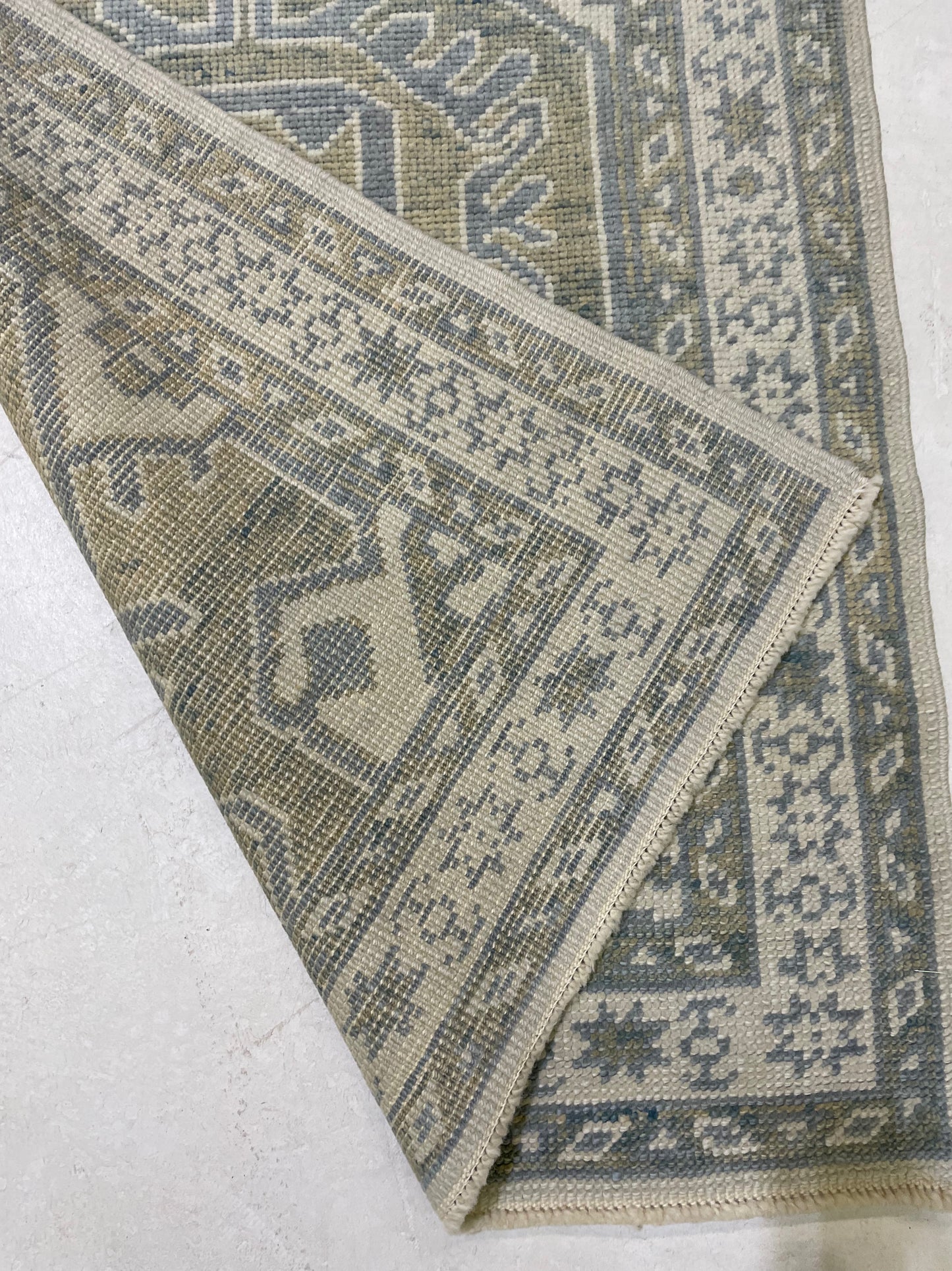 Hand-Knotted Wool Runner Turkish Oushak 2'11" x 8'