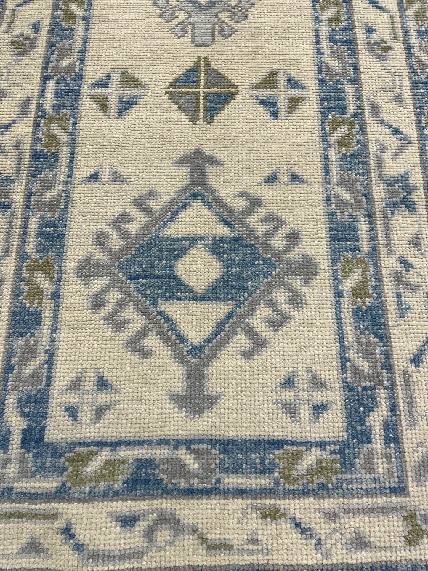 Hand-Knotted Wool Runner Turkish Oushak 2'11" x 8'6"