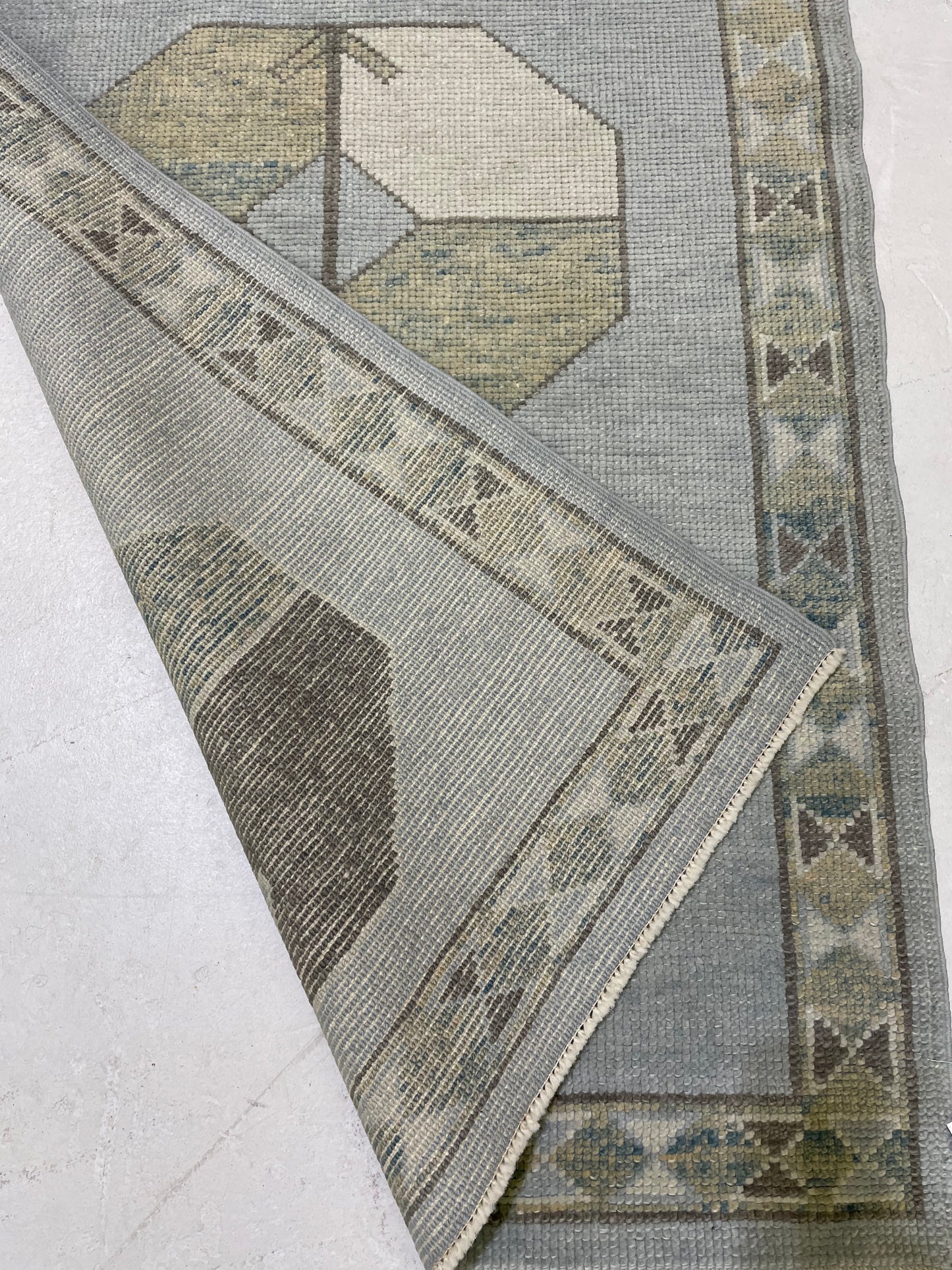 Hand-Knotted Wool Runner Turkish Oushak 2'11" x 7'11"