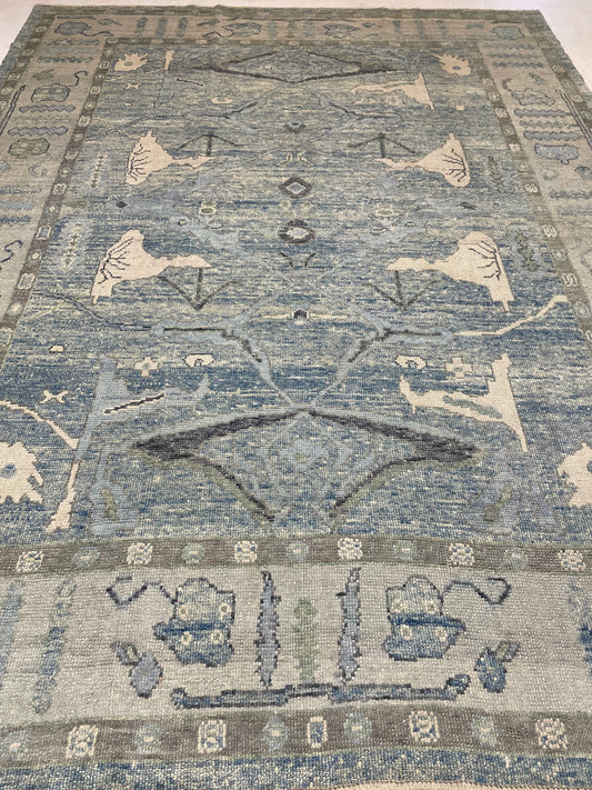 Hand-Knotted Wool Rug Turkish Oushak 8'7" x 10'10"