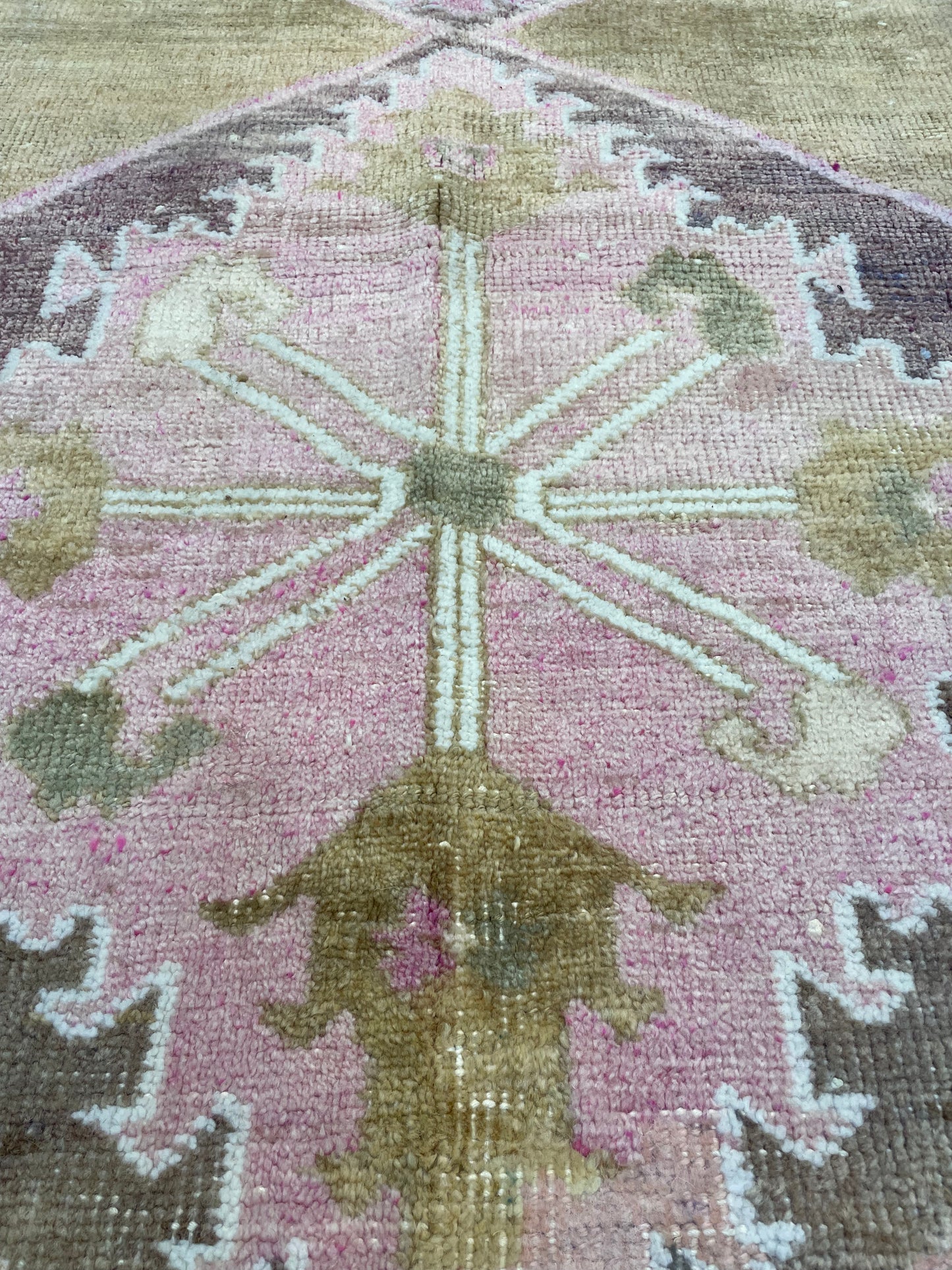 Hand-Knotted Wool Runner Turkish Oushak 3'10" x 11
