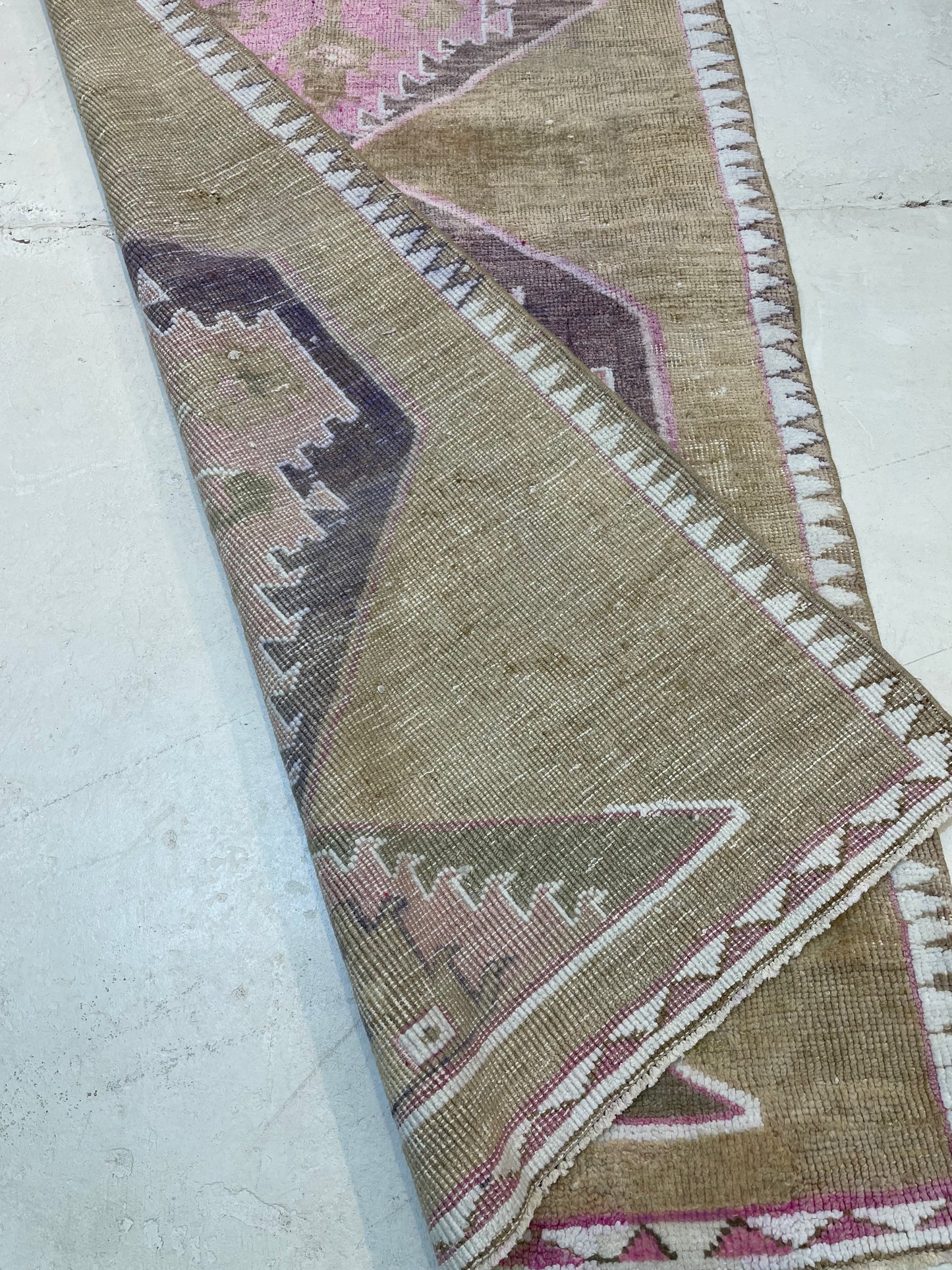 Hand-Knotted Wool Runner Turkish Oushak 3'10" x 11